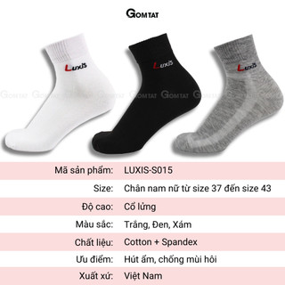 Combo 5 đôi vớ thể thao nam nữ dày dặn GOMTAT, chất liệu cotton kháng khuẩn khử mùi, êm mềm mịn mát - LUXIS-S015-CB5