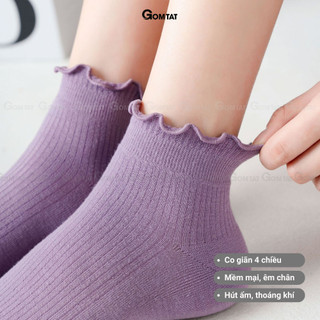 Combo 10 đôi tất cổ ngắn nữ GOMTAT cổ bèo, chất liệu cotton hút ẩm thoáng khí khử mùi -NGANCOBEO-FIVE-2004-CB10
