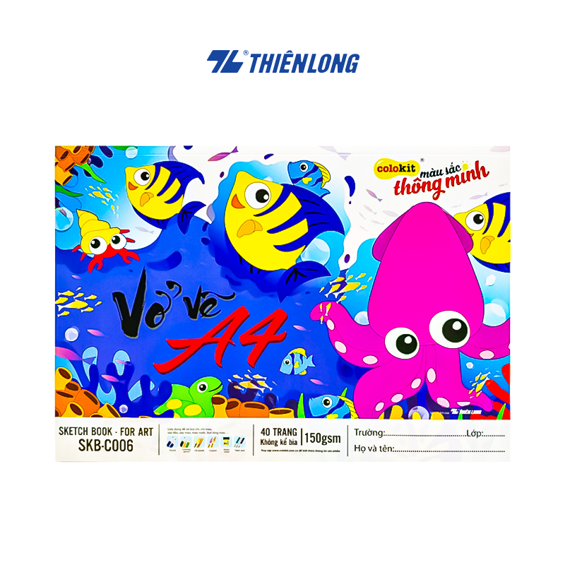 Vở vẽ Sketch Book for Art Thiên Long Colokit nhiều kích cỡ- A3/A4- ĐỊnh lượng giấy 150 gsm- Giấy dày không lem