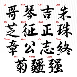 Tem Tên Chữ C Hoa Thư Pháp Decal PVC Chất Liệu Siêu Dày Chống Thấm Nước