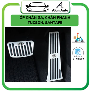 Ốp chân ga, Ốp chân phanh xe HYUNDAI TUCSON, SANTAFE .CHẤT LIỆU INOX bọc cao su cao cấp