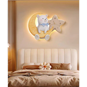 Đèn Ngủ Đồng Hồ Hình Gấu Thỏ Đáng Yêu Treo Phòng Khách, Phòng Ngủ, Decor Nhà Trẻ, Quà Tặng Ohadecor