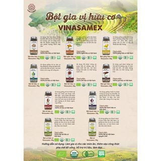 Gia vị hữu cơ Vinasamex Leaf Organic bột hồi, bột hành, bột tỏi, hoa hồi, bột sả, bột quế