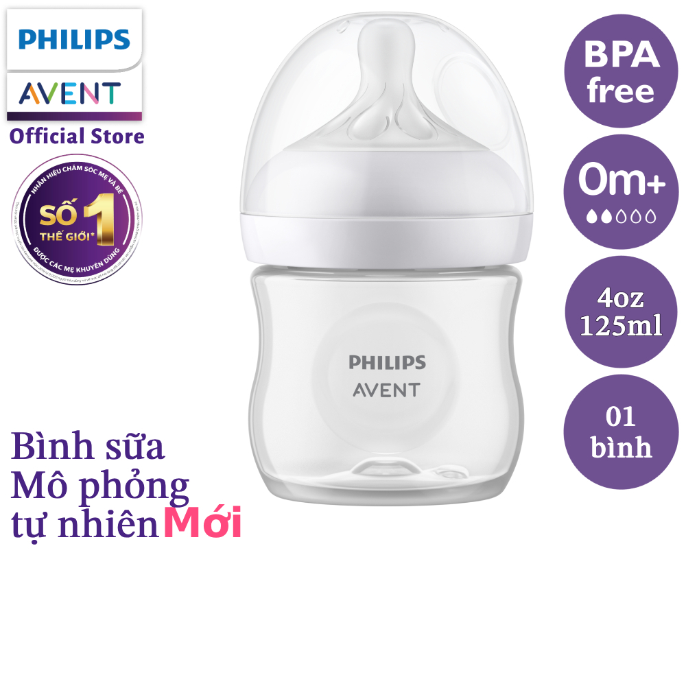 Ảnh Philips Avent Bình sữa mô phỏng tự nhiên 125ml mới (núm ty phản ứng tự nhiên) SCY900/01 1