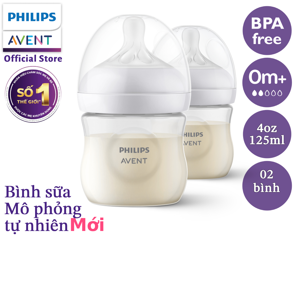 Ảnh Philips Avent Hộp 02 Bình sữa mô phỏng tự nhiên 125ml mới (núm ty phản ứng tự nhiên) SCY900/02 1