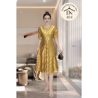 Đầm trung niên sang trọng thiết kế cao cấp dự tiệc cho mẹ chất thun sọc chính phẩm, dày dặn, co giãn đến 75kg M404