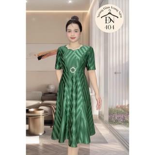 Đầm trung niên sang trọng thiết kế cao cấp dự tiệc cho mẹ chất thun sọc chính phẩm, dày dặn, co giãn đến 75kg M404