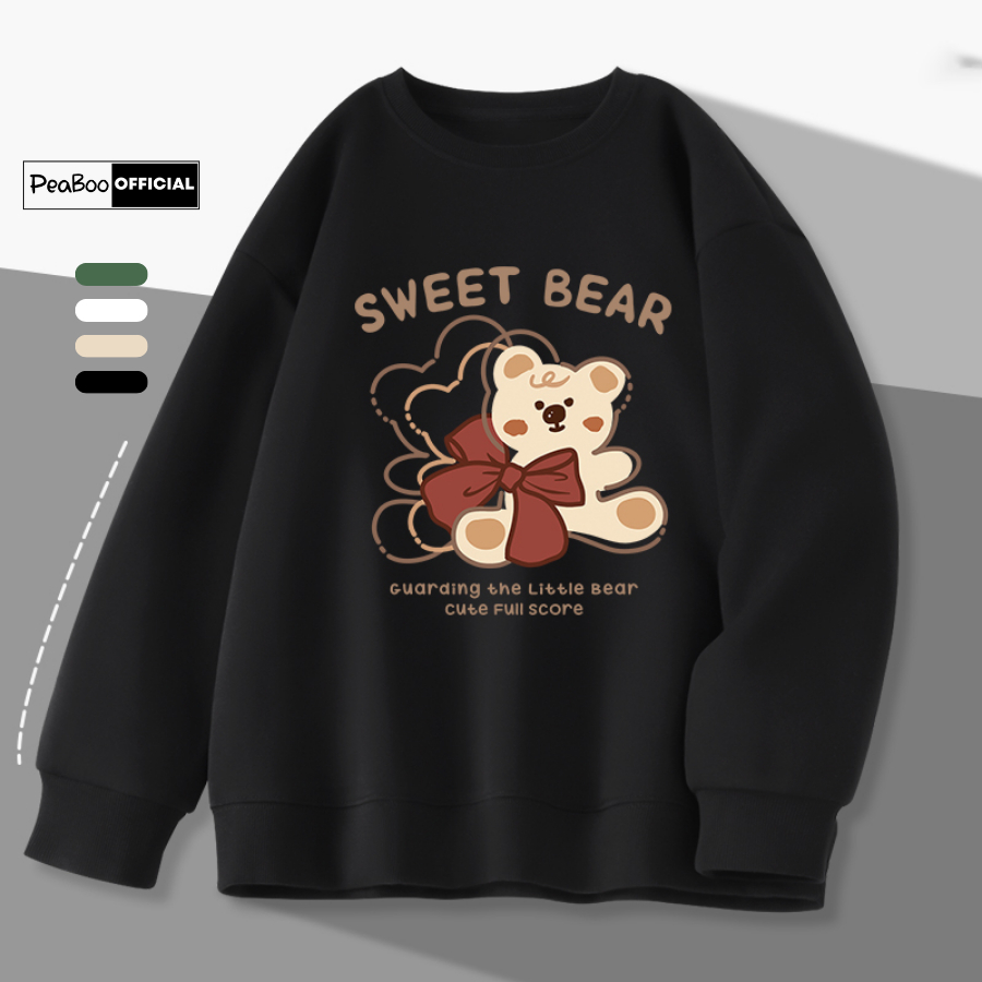 Áo Sweater Sweet Bear 01 Nam Nữ By PEABOO Unisex Chất Nỉ Lót Bông Form ...