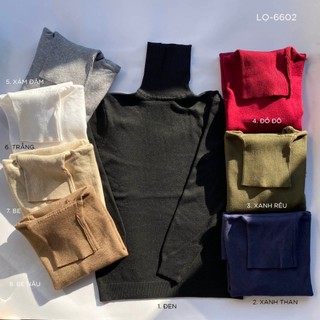 Áo len nam cổ lọ len Quảng Châu mềm mịn trơn 1 màu dài tay cổ bẻ ABABA-lọ-6602