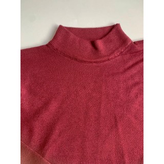 Áo len nam cổ lỡ 5p 5cm màu Đỏ đô len Quảng Châu mềm tay dài Dáng Slim Fit ABABA-5p-1920-do
