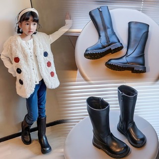 TĂNG 2 SZ Bốt Đùi Da Trơn Lót Lông Khóa Cạnh Hot Trend Cho Bé Gái Từ 3-10 Tuổi K229