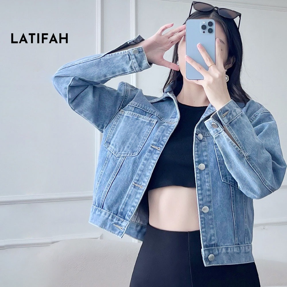 Áo khoác jean croptop nữ LATIFAH form rộng phong cách cá tính AK330