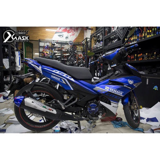Tem trùm exciter 150 đen xanh gp mẫu mới, độ team trùm decal xe máy ex dán đời 2015-2020