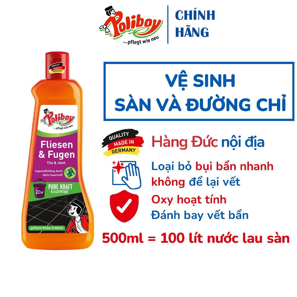 Ảnh Nước Tẩy Trắng Ron Gạch POLIBOY Tẩy Trắng Chỉ Gạch, Làm Sạch Đường Nối Gạch 500ml Không Gây Hại Gạch Men 1