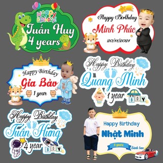 Bảng tên, banner treo rèm trang trí sinh nhật, đầy tháng, thôi nôi cho bé trai, bé gái kích thước 30*40cm YẾN NHI SHOP