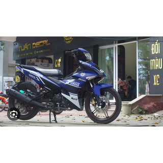 Tem trùm exciter 150 đen xanh gp mẫu mới, độ team trùm decal xe máy ex dán đời 2015-2020