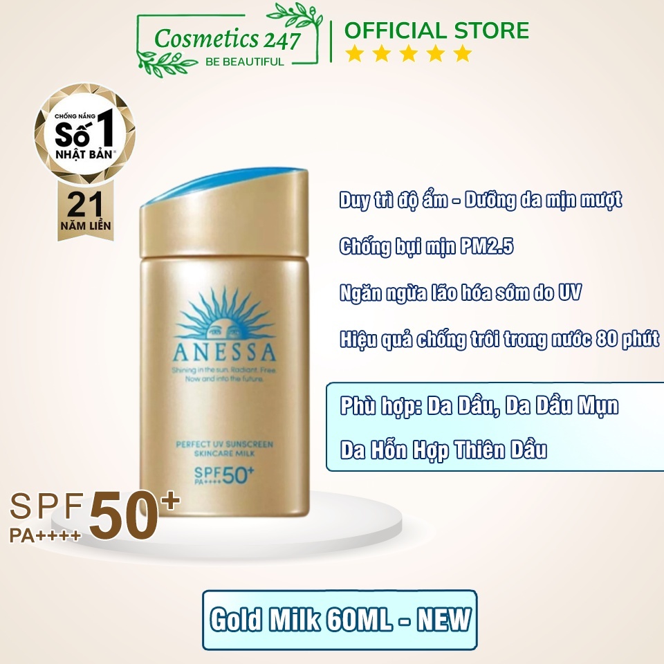 Kem chống nắng Anessa Perfect UV Sunscreen Skincare Milk SPF 50+ PA++++ 60ml