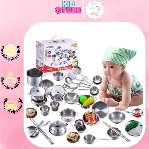 Bộ đồ chơi nấu ăn bằng inox 25 món 32 món 40 món dành cho các bé yêu