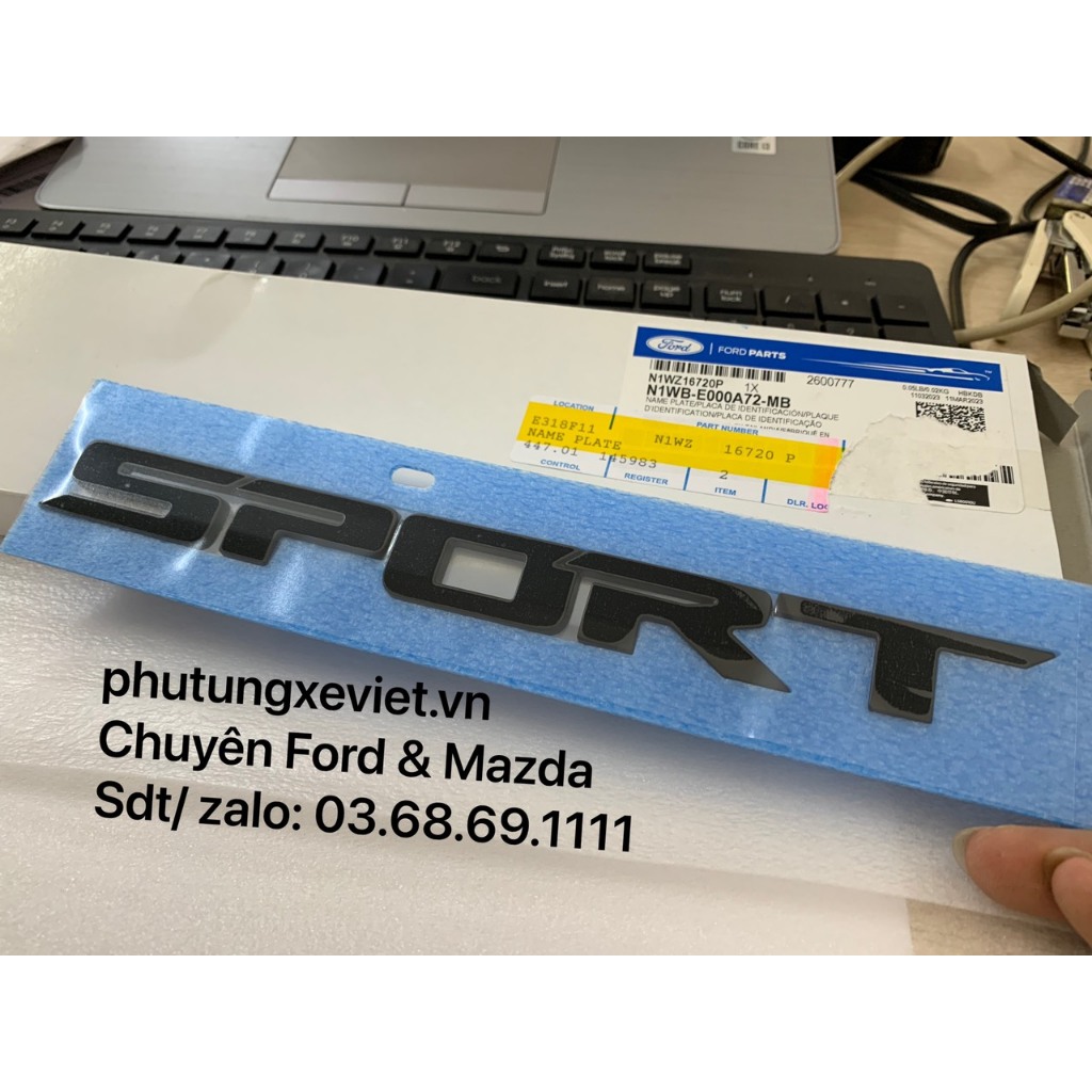 Chữ Sport nhựa đen dán sau xe Ranger, tem Sport gắn bưởng sau Ranger ...