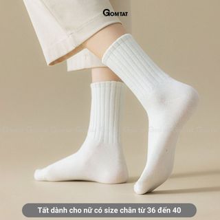 Combo 6 đôi tất cổ cao trơn sọc gân GOMTAT, vớ nữ cao cổ chất vải dày dặn êm ái, khử khuẩn thoáng khí - OAS-1701-CB6