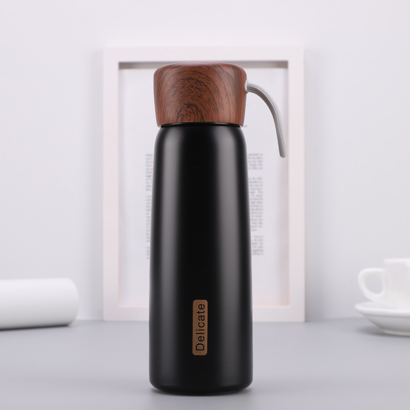 Bình uống nước giữ nhiệt inox 500ml nắp gỗ