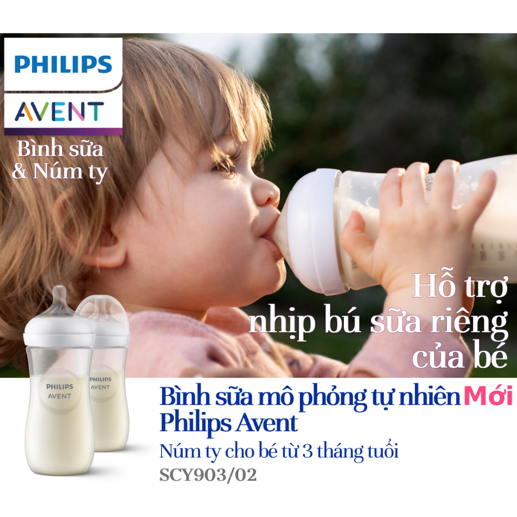 Ảnh Philips Avent Hộp 2 Bình sữa mô phỏng tự nhiên 330ml mới (núm ty phản ứng tự nhiên) SCY906/02 4
