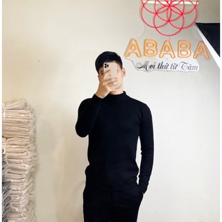 Áo Len Nam Cổ Lọ Thấp 5P ABABA  Form Ôm Đẹp Len Mịn co giãn dễ chịu 5p-1920-đen