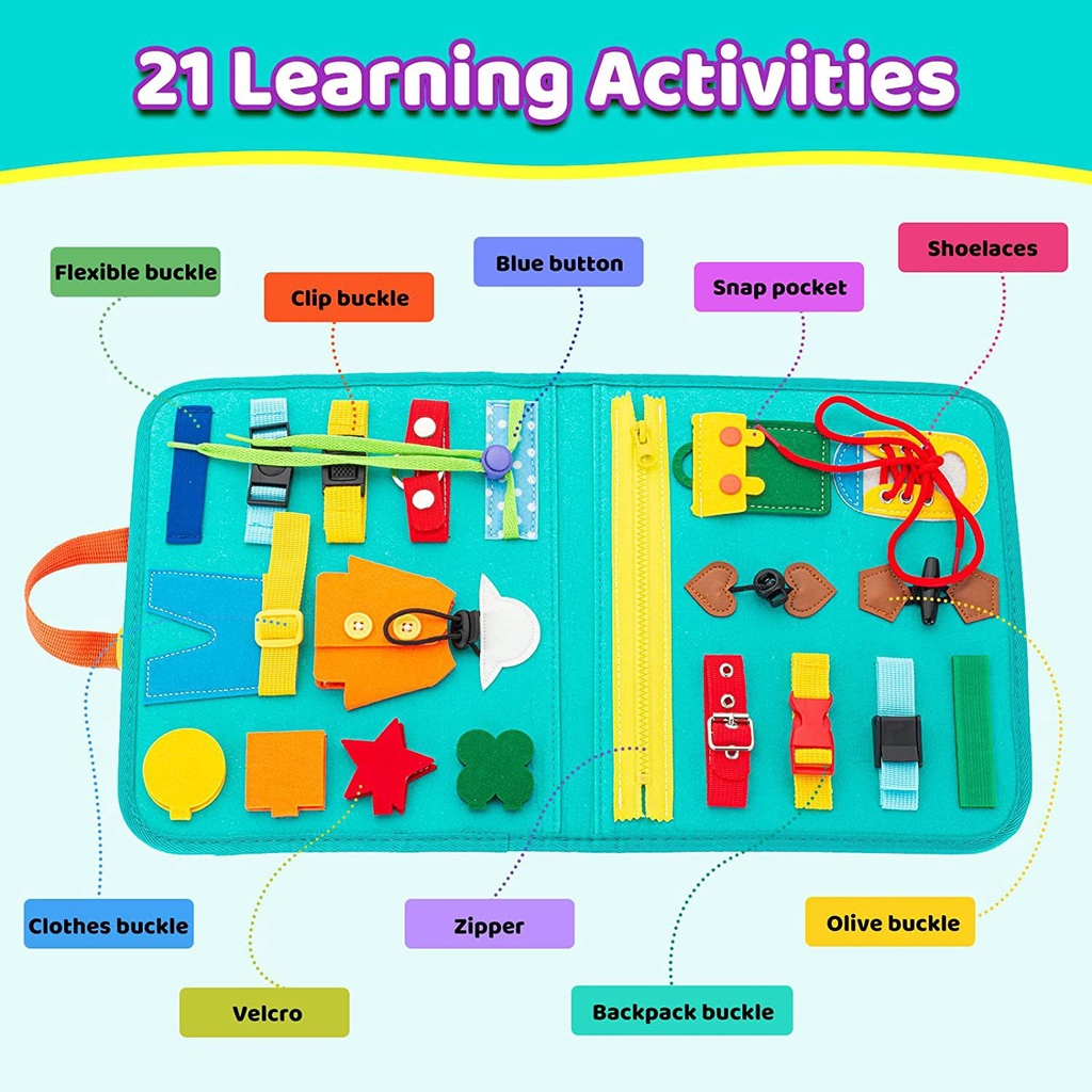 Cặp bận rộn bảng kỹ năng sống cơ bản Montessori giúp bé phát triển trí tuệ.