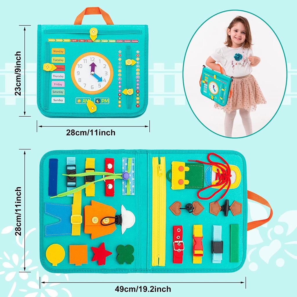 Cặp bận rộn bảng kỹ năng sống cơ bản Montessori giúp bé phát triển trí tuệ.