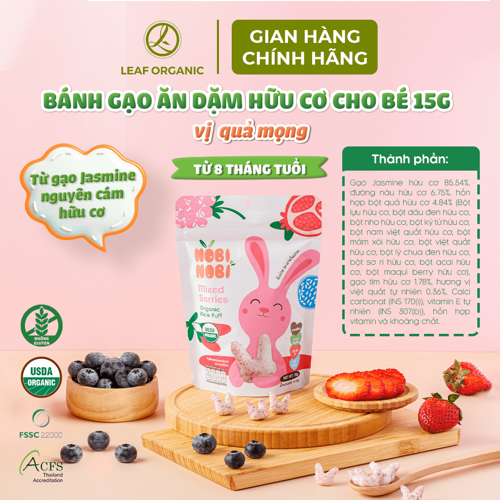 Ảnh BÁNH GẠO ĂN DẶM HỮU CƠ Nobi Nobi 15g - CHO BÉ TỪ 8 THÁNG TUỔI 2