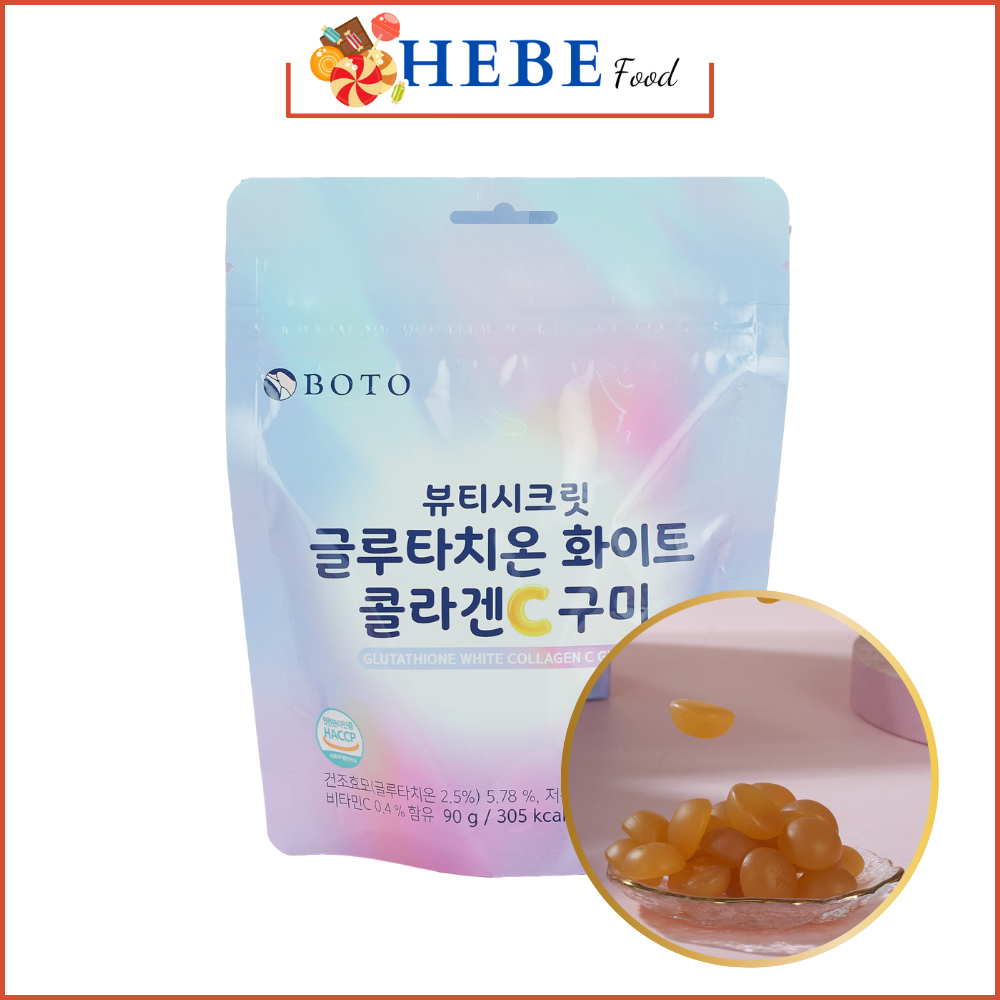 Kẹo Dẻo Vị Chanh Glutathione Collagen Beauty Secret C Gummy Boto Hàn Quốc 30 Viên