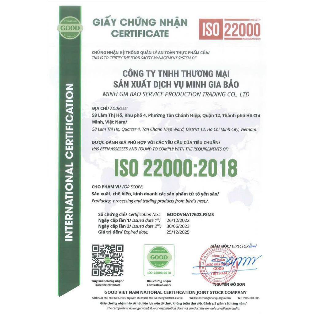 Yến hũ chưng sẵn Hạt Sen - Yến sào cao cấp Minh Gia Bảo - Yến sào (35%), đường phèn (10%) - 70ml