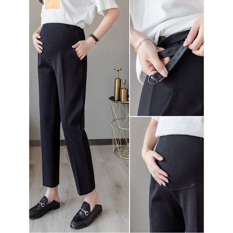 Quần Baggy Bầu Umi Hàn (S-3XL) co dãn 4 chiều có chun rút chinh bụng