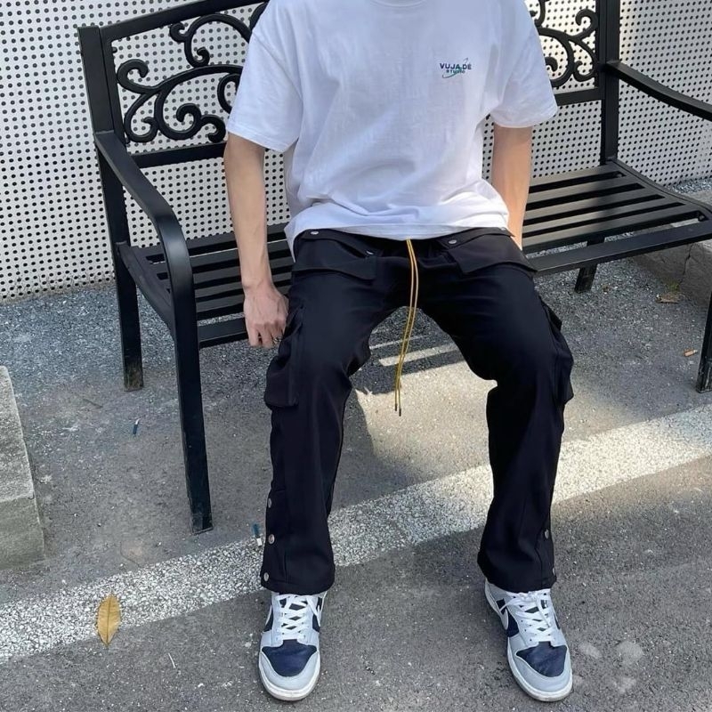 ⚡️[Hight Quality] Quần Rhude Túi Hộp Phối Cúc Bấm Dây Cam Sang Trọng - Phong Cách Street Wear Đường Phố - Chất liệu Kaki