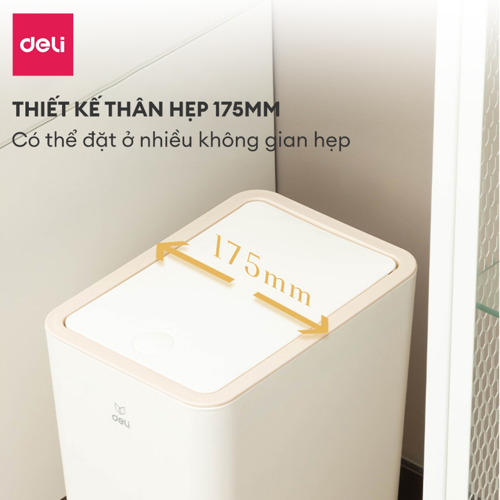 Thùng Rác Nắp Bật Nhấn Nút Tiết Kiệm không gian nhựa PP nguyên sinh hạn chế mùi hôi kháng khuẩn sọt rác văn phòng