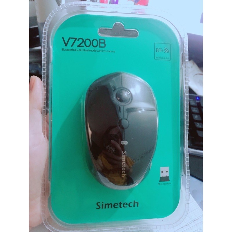 Mouse ko dây SIMETECH V7200B Black Wireless + Bluetooth | Shopee Việt Nam