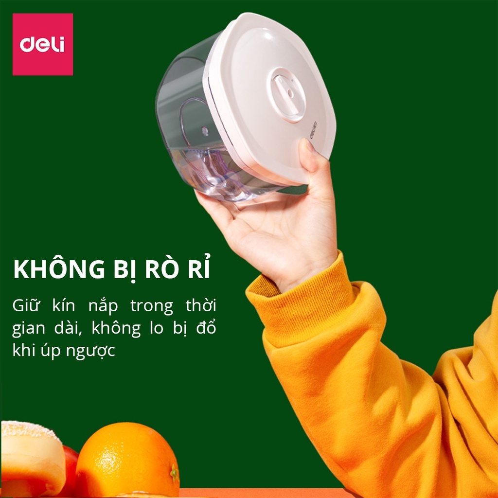Hộp đựng thực phẩm hút chân không kín khí Deli nhựa nguyên sinh SAN, không rò rỉ, giữ thực phẩm luôn tươi an toàn