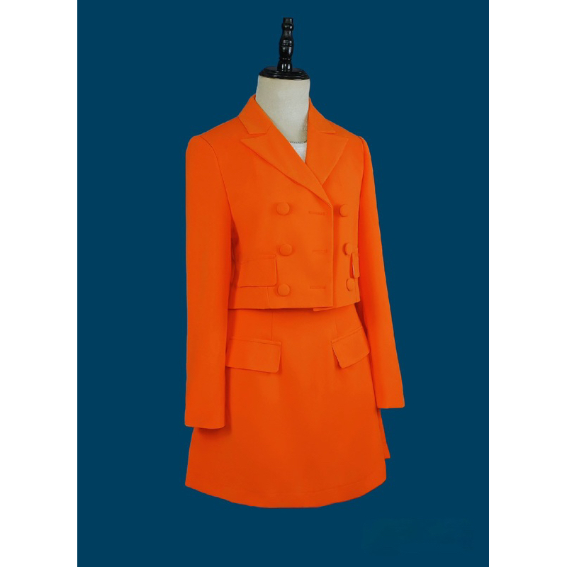 Set Áo blazer nữ màu cam - Váy A [MAY THEO SỐ ĐO] - chất liệu cao cấp, 2 lớp, lót lụa mềm - Tiệm may Diluclothing