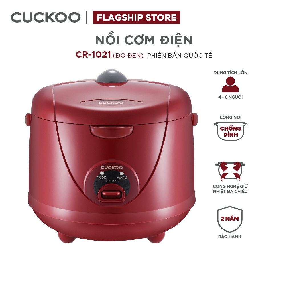 Ảnh Nồi cơm điện Cuckoo 1.8 lít CR-1021 - màu đỏ - bản quốc tế- lòng nồi chống dính- Hàng chính hãng Cuckoovina 1