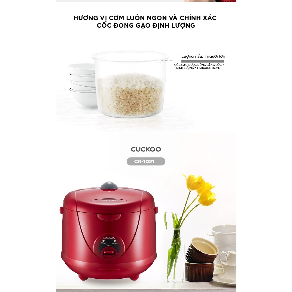 Ảnh Nồi cơm điện Cuckoo 1.8 lít CR-1021 - màu đỏ - bản quốc tế- lòng nồi chống dính- Hàng chính hãng Cuckoovina 2