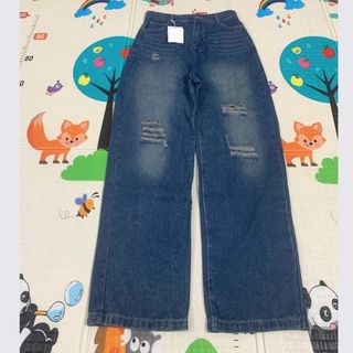 Quần jean nữ ống rộng lưng cao hách dáng, Quần bò nữ rách gối vải jeans dày đẹp mềm mại phong cách hottrend Hàn Quốc