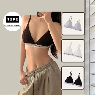 Áo lót cotton đệm lót 2 dây in chữ Bubble M3-05
