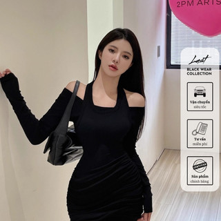 Váy body dài tay trễ vai cổ yếm cao cấp LUST chất liệu dày dặn thiết kế đẹp - M171