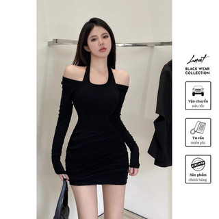 Váy body dài tay trễ vai cổ yếm cao cấp LUST chất liệu dày dặn thiết kế đẹp - M171