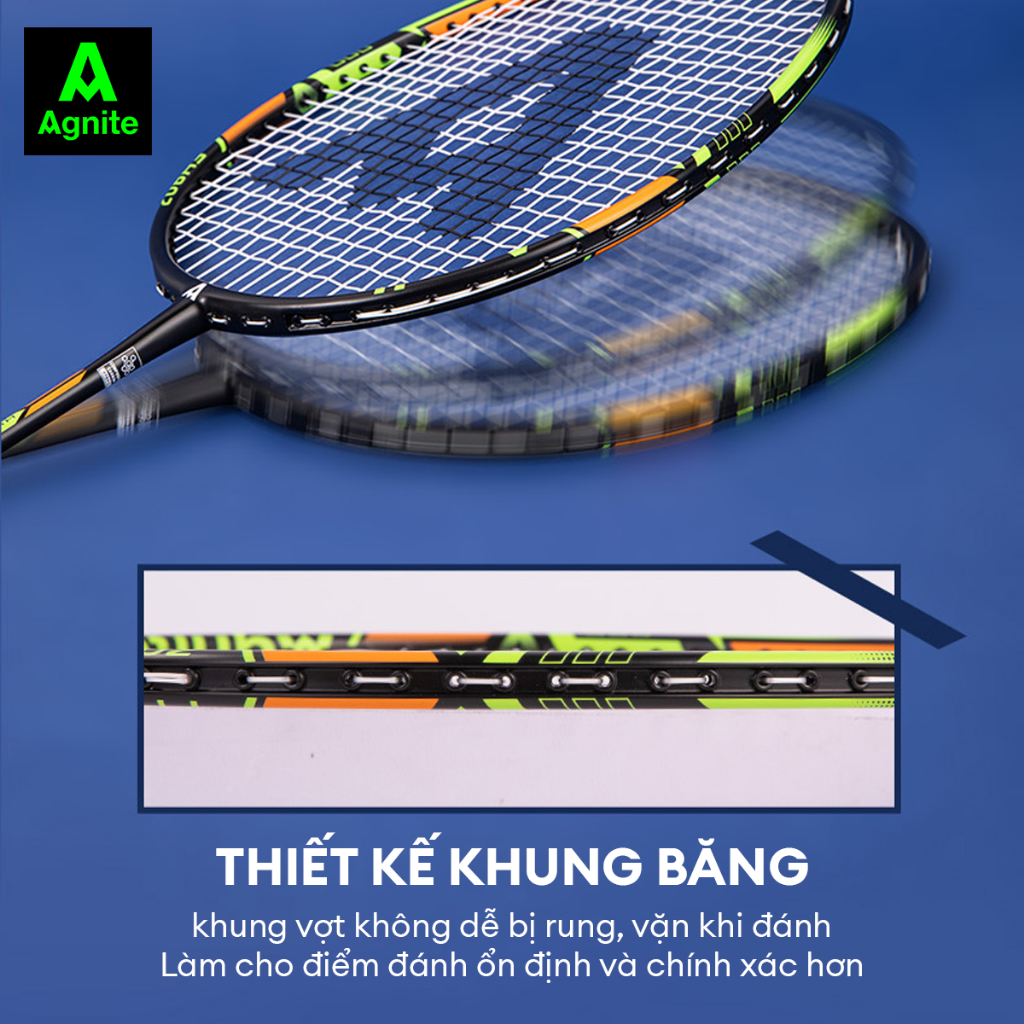 [TẶNG ỐNG 12 CẦU] Vợt đơn cầu lông cao cấp AGNITE chính hãng khung carbon siêu bền nhẹ tặng kèm túi đựng, căng sẵn dây