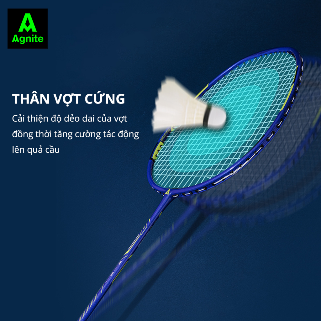 [TẶNG ỐNG 12 CẦU] Vợt đơn cầu lông cao cấp AGNITE chính hãng khung carbon siêu bền nhẹ tặng kèm túi đựng, căng sẵn dây