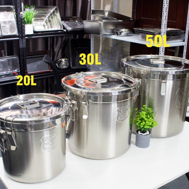 Xô inox 304 20L- nồi inox 30x30cm có khóa đựng thực phẩm | Shopee Việt Nam