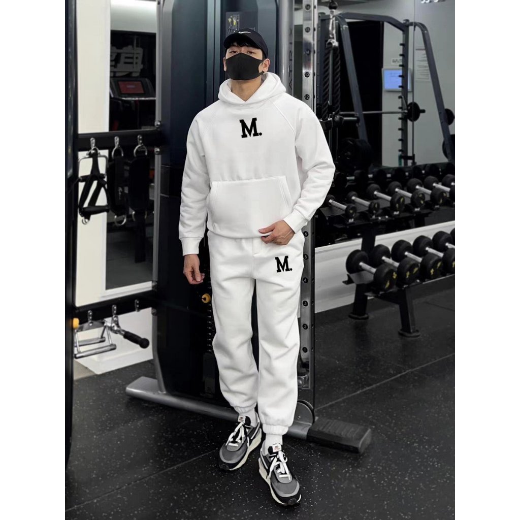 Set Nỉ Hoodie Phối Hoạ Tiết M Cá Tính Sành Điệu, Chất Liệu Nỉ Ngoại Mềm Mịn Thấm Hút Mồ Hôi Cực Tốt