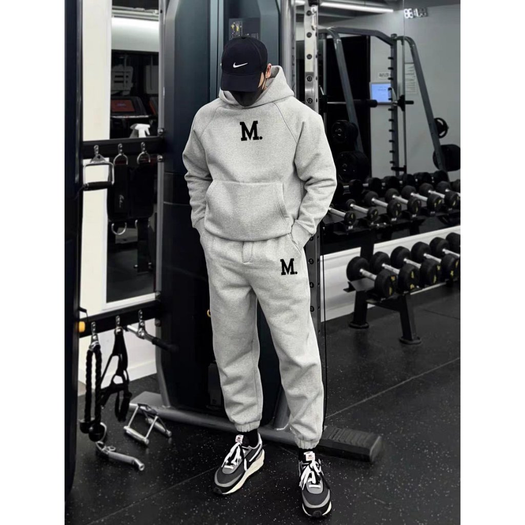 Set Nỉ Hoodie Phối Hoạ Tiết M Cá Tính Sành Điệu, Chất Liệu Nỉ Ngoại Mềm Mịn Thấm Hút Mồ Hôi Cực Tốt