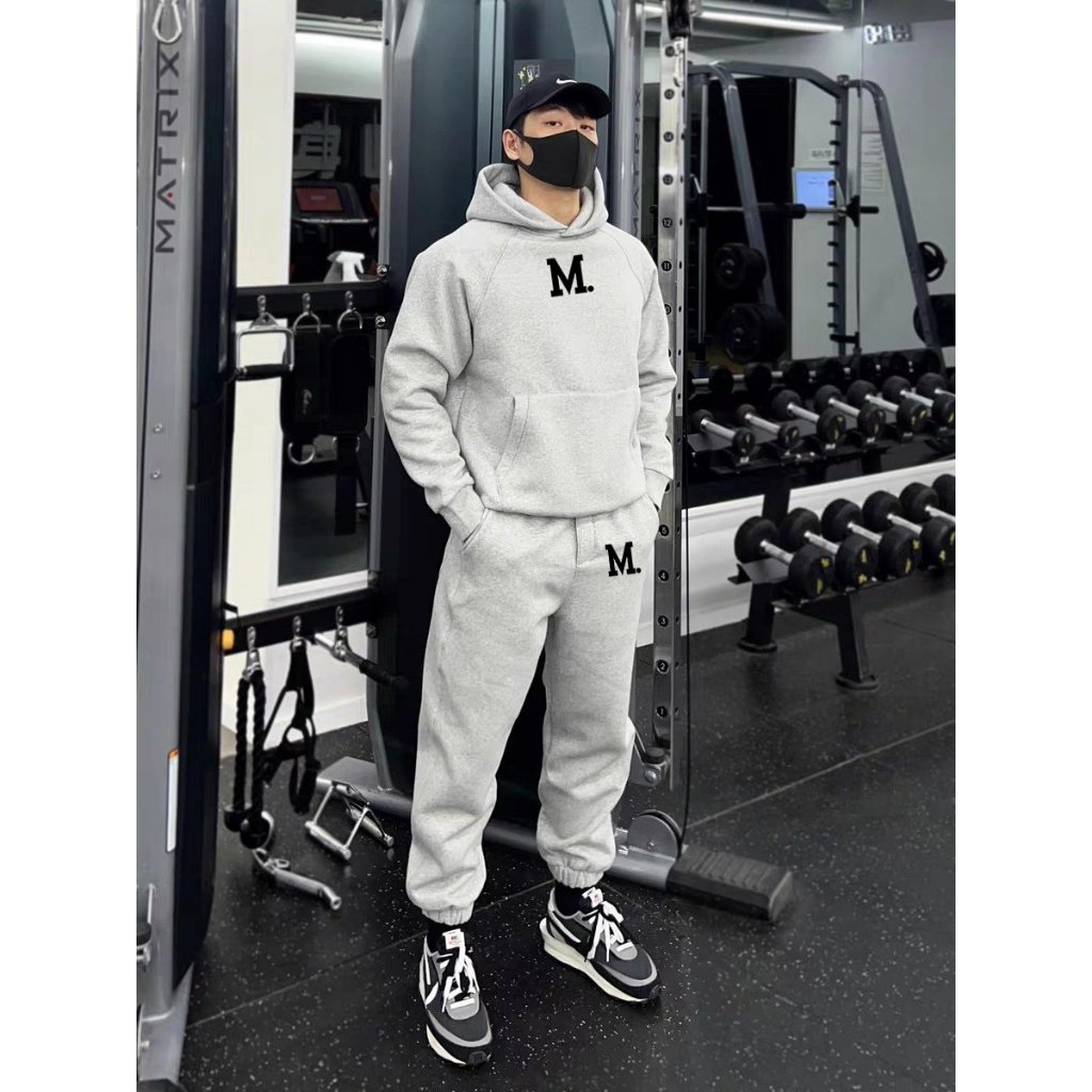 Set Nỉ Hoodie Phối Hoạ Tiết M Cá Tính Sành Điệu, Chất Liệu Nỉ Ngoại Mềm Mịn Thấm Hút Mồ Hôi Cực Tốt